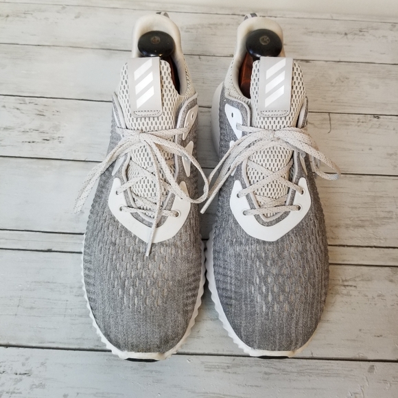 Adidas Alphabounce 1 Gray White Knit Lace Up Athletic Lightweight Running Shoes - Picture 7 of 14